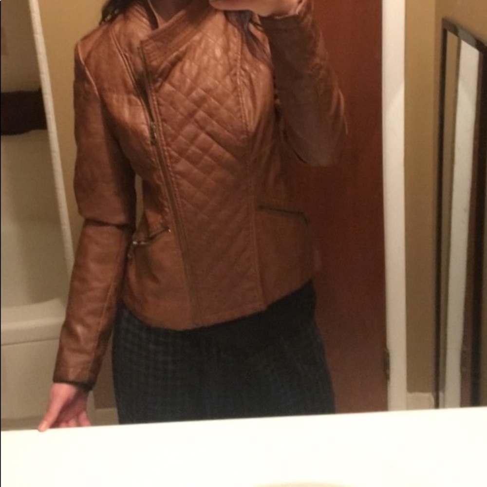 GUESS brown leather jacket